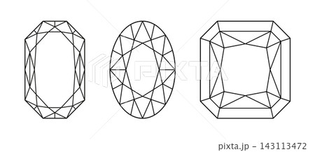 Original Radiant, Oval, Phoenix Radiant diamond cut shape. Set of Brilliant Phoenix Radiant, Oval, Original Radiant cut pattern. Gemstone outline icons for jewellery design, branding, packaging, logo. Original Radiant, Oval, Phoenix Radiant diamond cut shape. Set of Brilliant Phoenix Radiant, Oval, Original Radiant cut pattern. Gemstone outline icons for jewellery design, branding, packaging, logo. 143113472