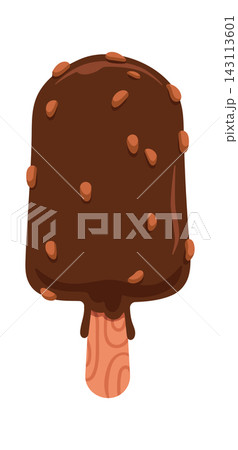 IceCream Bar With Nuts Dripping Cartoon 143113601
