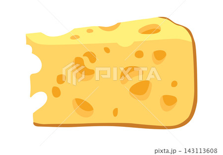 Cheese Slice With Holes Cartoon Style 143113608
