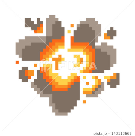 Explosion Pixel Blast With Smoke Retro 143113665