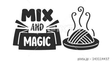 Bowl Noodle Steaming With Lettering Cartoon 143114437
