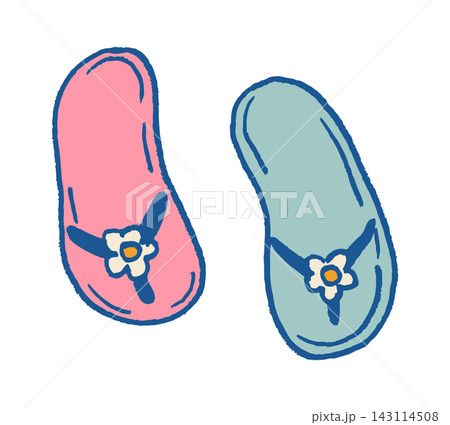 FlipFlop Pair With Flower Doodle Style FlipFlop Pair With Flower Doodle Style 143114508