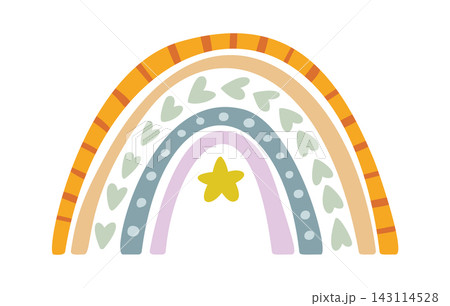 Rainbow With Star And Hearts Doodle 143114528