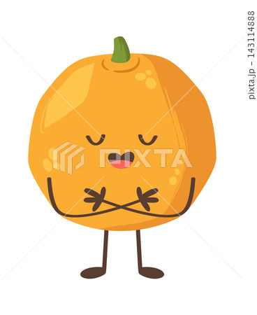 Pumpkin Meditating Kawaii Character Cartoon Pumpkin Meditating Kawaii Character Cartoon 143114888