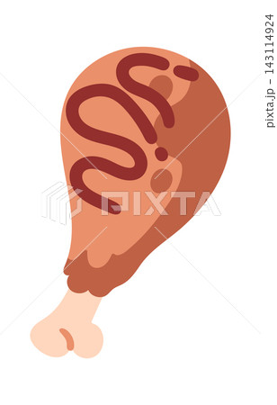 Chicken Drumstick With Glaze Cartoon Style Chicken Drumstick With Glaze Cartoon Style 143114924