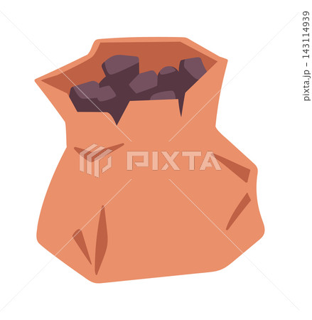 Coal Bag Open Sack Cartoon Style 143114939