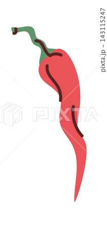 Chili Pepper Curved Pod Line Art Chili Pepper Curved Pod Line Art 143115247
