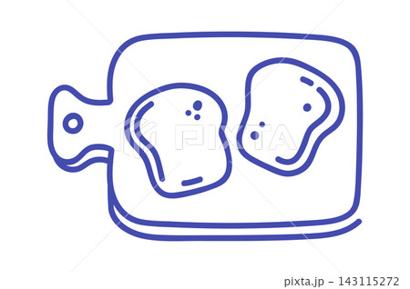 Cutting Board With Steak Slices Line Art 143115272
