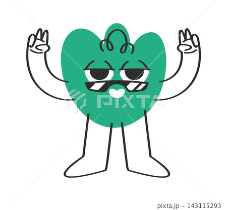 Heart Character Throwing Peace Gesture Cartoon 143115293