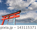 羽田平和の大鳥居と空を飛ぶ飛行機 羽田平和の大鳥居と空を飛ぶ飛行機 143115371