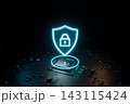 AI chip processing secure data with glowing shield. 3d render 143115424