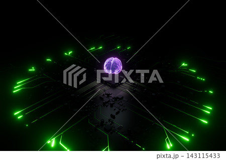 Artificial intelligence brain chip connecting neural network. 3d render 143115433