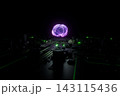 Glowing brain floating over electronic circuit board. 3d render 143115436