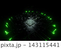 Microchip motherboard processing data with green neon lights. 3d render 143115441