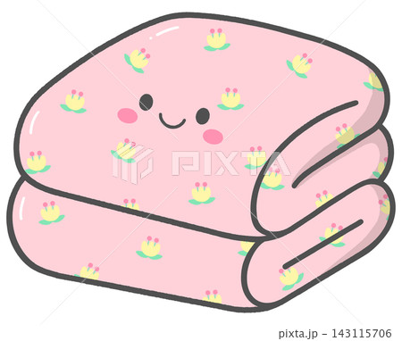 Folded Tulip Blanket Character with Kawaii Smiling Face 143115706
