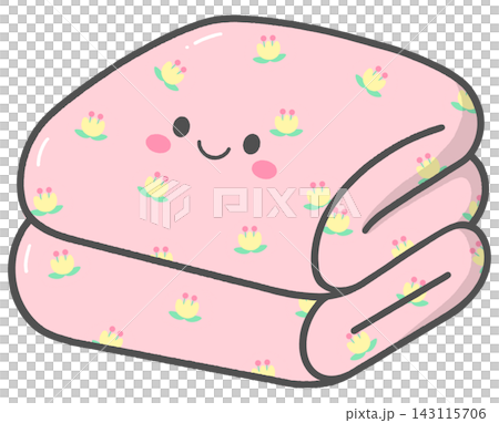 Folded Tulip Blanket Character with Kawaii Smiling Face 143115706
