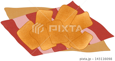 chicken nuggets on red paper 143116098