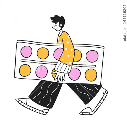 Man Carrying Big Paints Cartoon Character Man Carrying Big Paints Cartoon Character 143116207