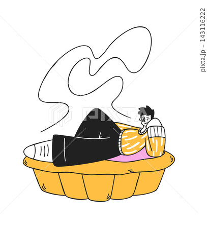 Man Lying on Pie Cartoon Character 143116222
