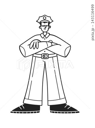 Policeman Standing With Folded Arms Line Art Policeman Standing With Folded Arms Line Art 143116499