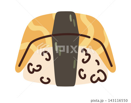 Sushi Nigiri With Nori Band Cartoon Style 143116550