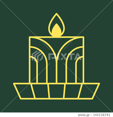 Candle Burning In Holder Art Deco Line 143116741