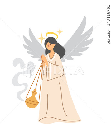 Angel Swinging Censer With Wings Cartoon Angel Swinging Censer With Wings Cartoon 143116761