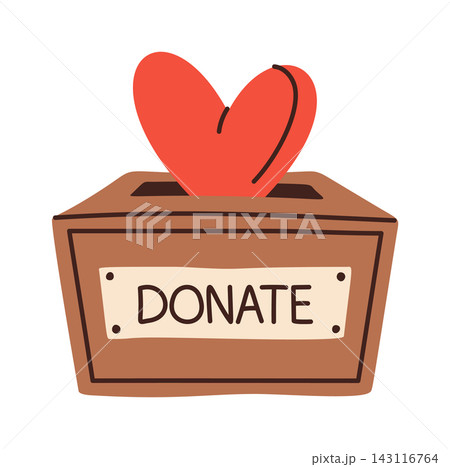 Donation Box Heart Symbol Charity Cartoon 143116764