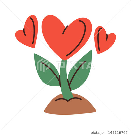 Heart Flower Growing Love Symbol Cartoon 143116765