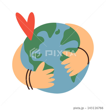 Earth Hug With Heart Cartoon Style 143116766