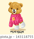 Vector illustration of cute teddy bear with oversize sweater. Original hand drawn concept 143118755