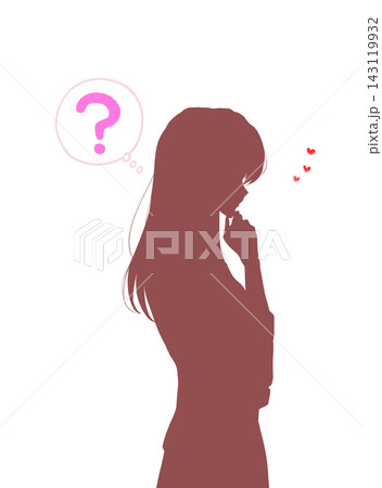 考える女性 恋 はてな シルエット 考える女性 恋 はてな シルエット 143119932