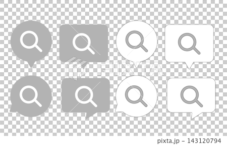 灰色の吹き出し付き検索アイコンセット 灰色の吹き出し付き検索アイコンセット 143120794
