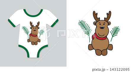cute baby bodysuit with christmas deer design isolated vector illustration cute baby bodysuit with christmas deer design isolated vector illustration 143122095