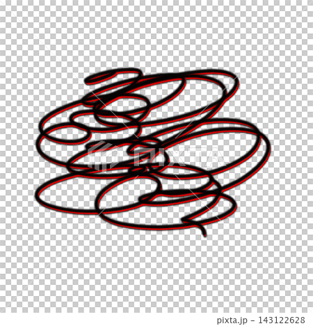 A swirling line of emotion, a tangled, horizontal red A swirling line of emotion, a tangled, horizontal red 143122628