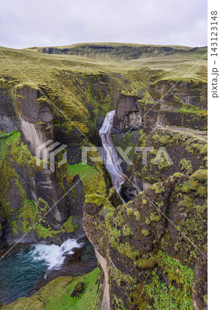 Mogafoss waterfall plunging through Fjadrargljufur canyon in South Iceland 143123148