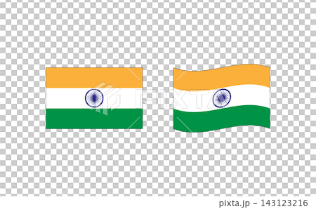 インドの国旗のイラストセット インドの国旗のイラストセット 143123216