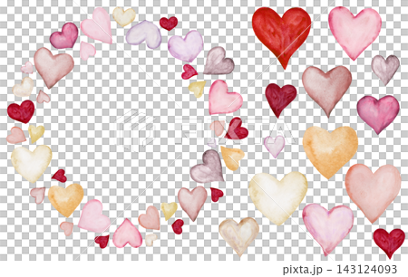 Frame and elements clipart with watercolor pastel hearts. Isolated illustration for Valentines cards Frame and elements clipart with watercolor pastel hearts. Isolated illustration for Valentines cards 143124093