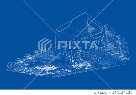 computer motherboard blueprint. Vector 143124126