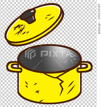 Damaged yellow pot Damaged yellow pot 143124197