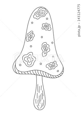 Whimsical mushroom forest edible fungi hand drawn doodle outline illustration, Halloween holiday, autumn simple seasonal image for botanical, culinary, organic food, nature themes design Whimsical mushroom forest edible fungi hand drawn doodle outline illustration, Halloween holiday, autumn simple seasonal image for botanical, culinary, organic food, nature themes design 143124775