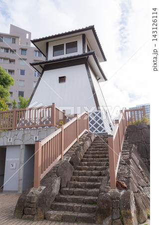 【日本】東京都中央区の石川島灯と石造りに階段 【日本】東京都中央区の石川島灯と石造りに階段 143126114