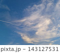 夕暮れの空に三日月とひこうき雲 143127531
