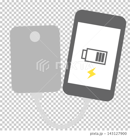 Line drawing illustration of a mobile battery and charging cable that can be used as disaster preparedness supplies. Line drawing illustration of a mobile battery and charging cable that can be used as disaster preparedness supplies. 143127900