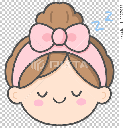 Cute Sleeping Girl Character with Bow Spa Headband 143127978