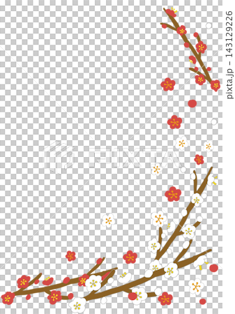 梅の花のおしゃれな和風イラスト。背景なし 梅の花のおしゃれな和風イラスト。背景なし 143129226