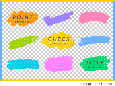 Bright color and dot hand-drawn stroke material set Bright color and dot hand-drawn stroke material set 143129290