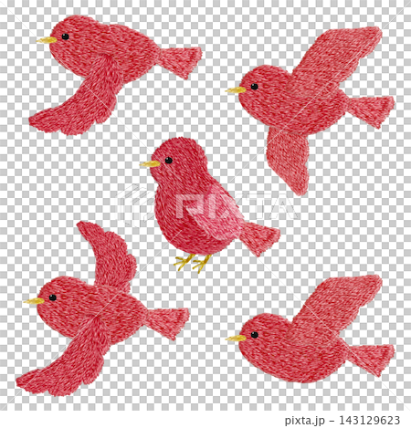 【一套紅鳥】手工刺繡插畫材料 143129623