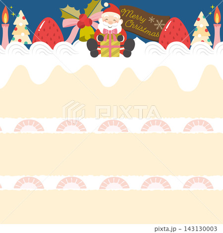 サンタクロースとクリスマスケーキの断面のフレーム 143130003
