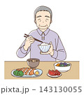 バランスのよい食事をとる高齢男性のイラスト 143130055